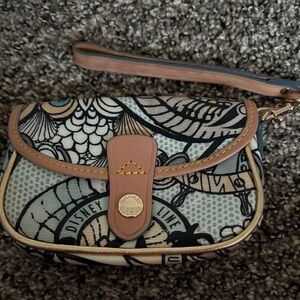 Dooney & Bourke Blue and Tan Patterned Wristlet